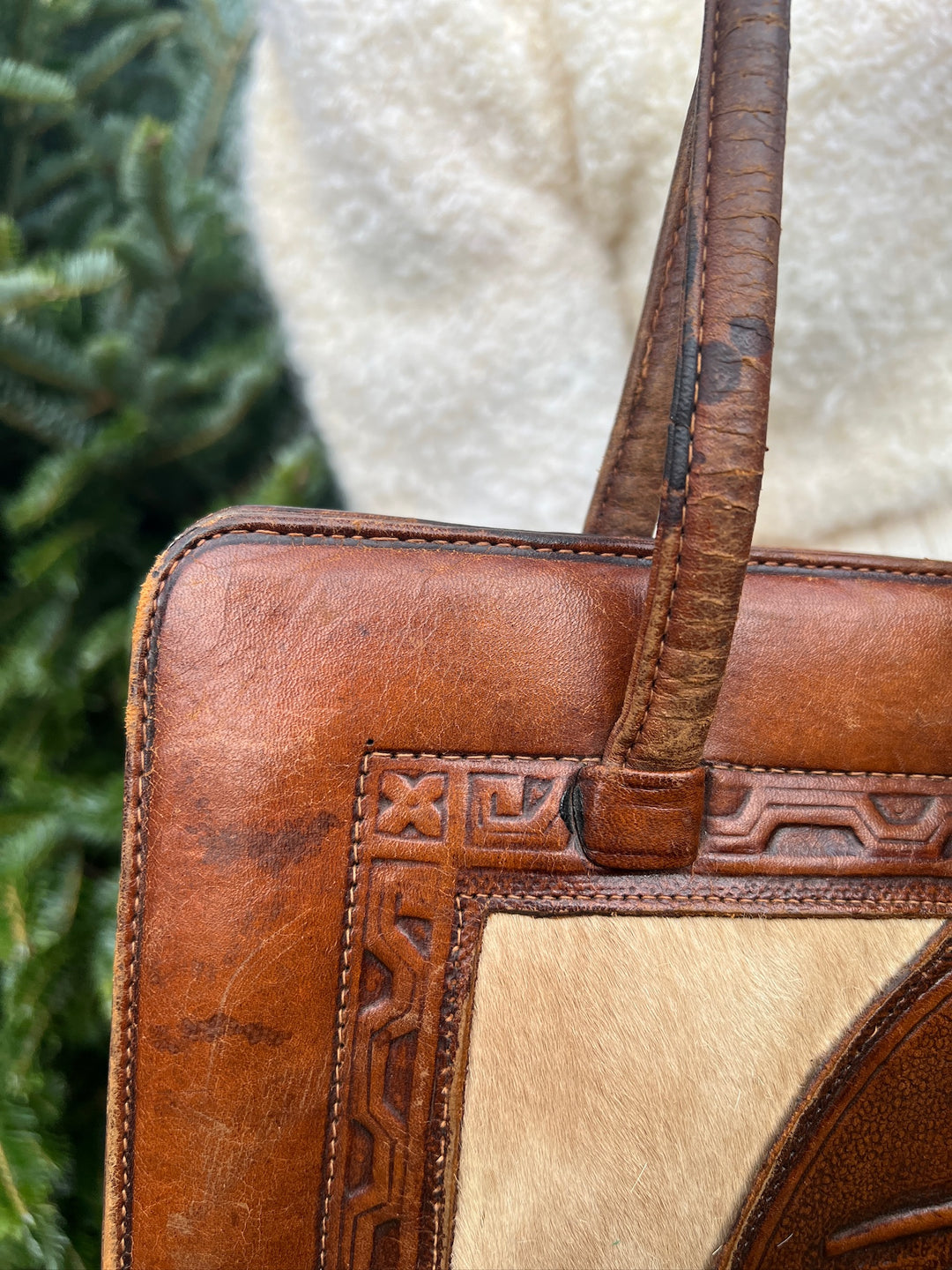 Vintage Leather Tooled Mexican Souvenir Purse