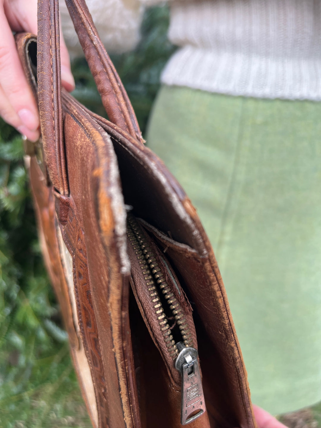 Vintage Leather Tooled Mexican Souvenir Purse