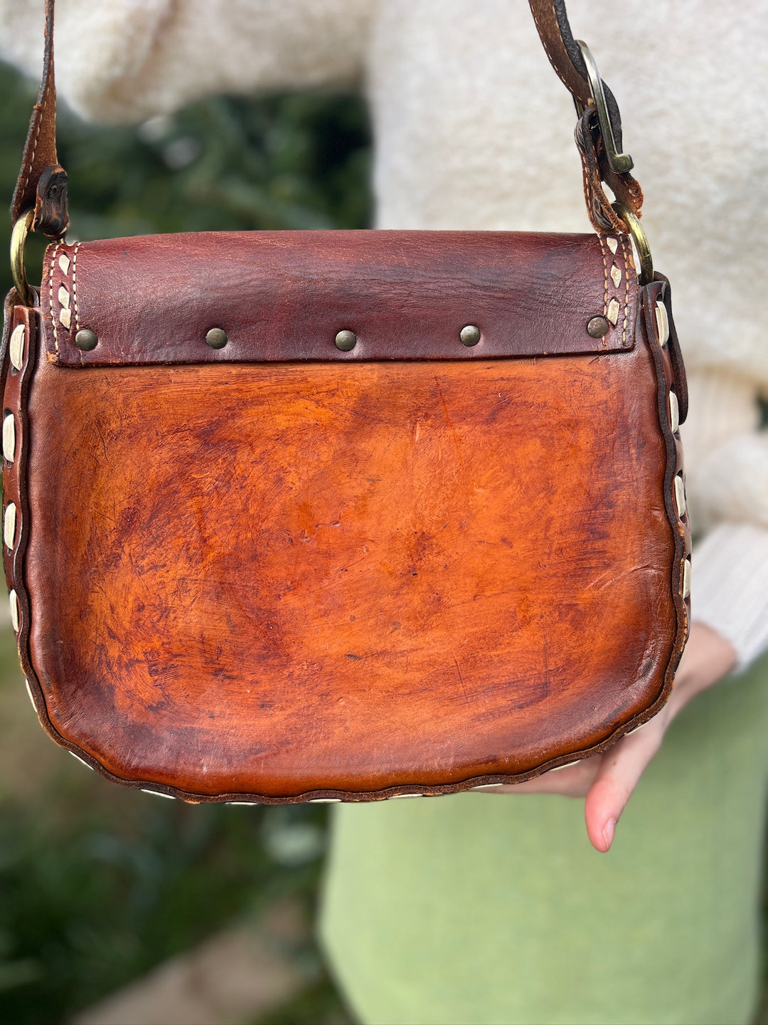 Vintage Leather Tooled Saddle Bag Purse, Nocona