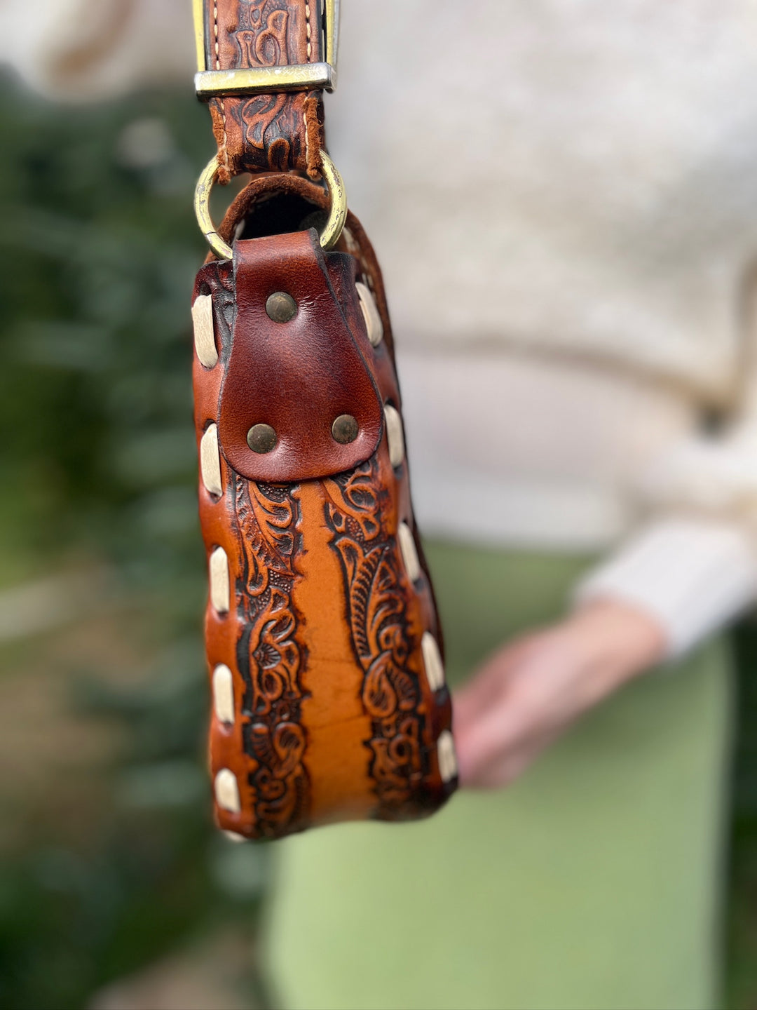 Vintage Leather Tooled Saddle Bag Purse, Nocona