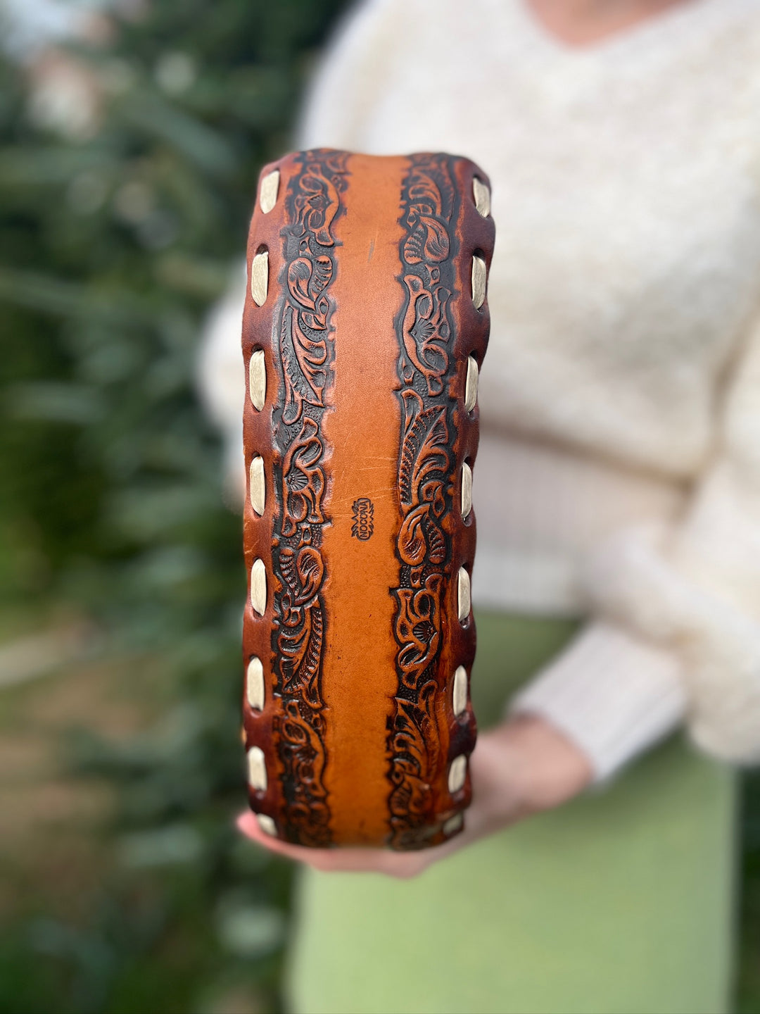 Vintage Leather Tooled Saddle Bag Purse, Nocona