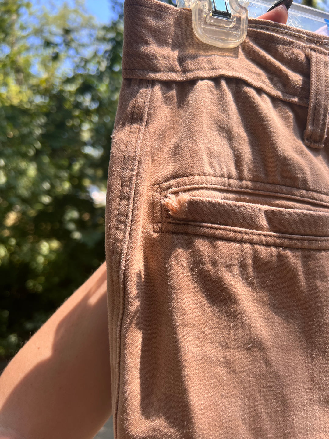 Men's 70s Tan Brushed Denim Vintage Bell Bottom Pants, Wright