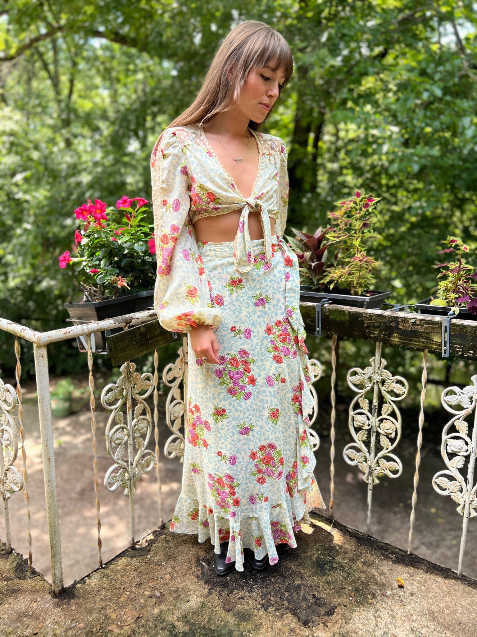 Boho floral 70s outlet skirt