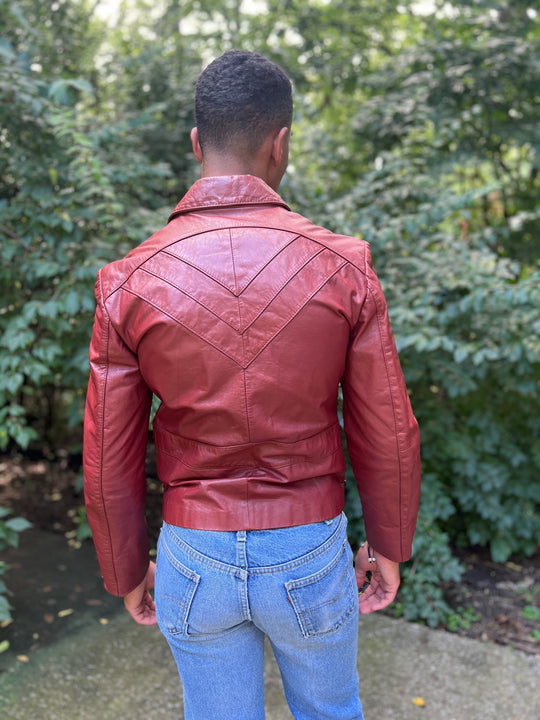 Vintage Oxblood Brown Leather Jacket, Chess King