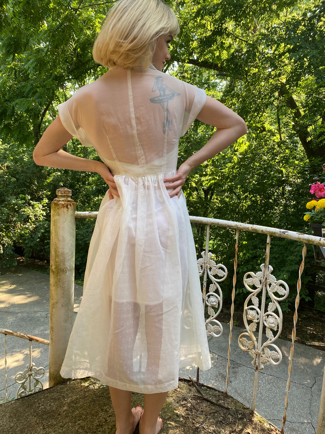 50s Sheer Fit and Flare Party Dress