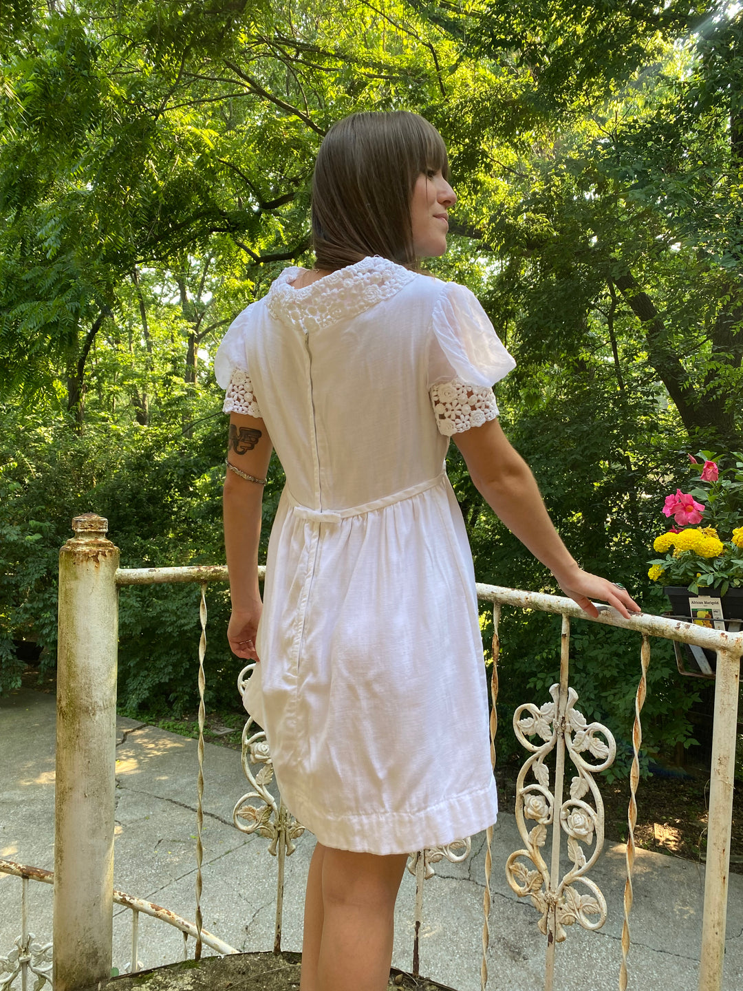 60s White Cotton Mini Dress