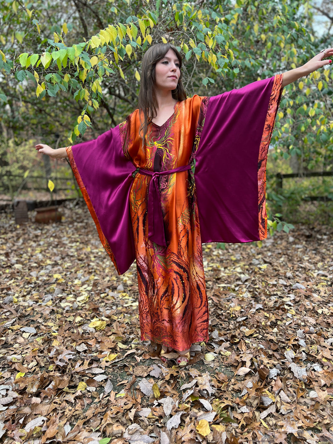 Vintage Hand Painted Silk Caftan Vintage Hand Painted Silk Caftan