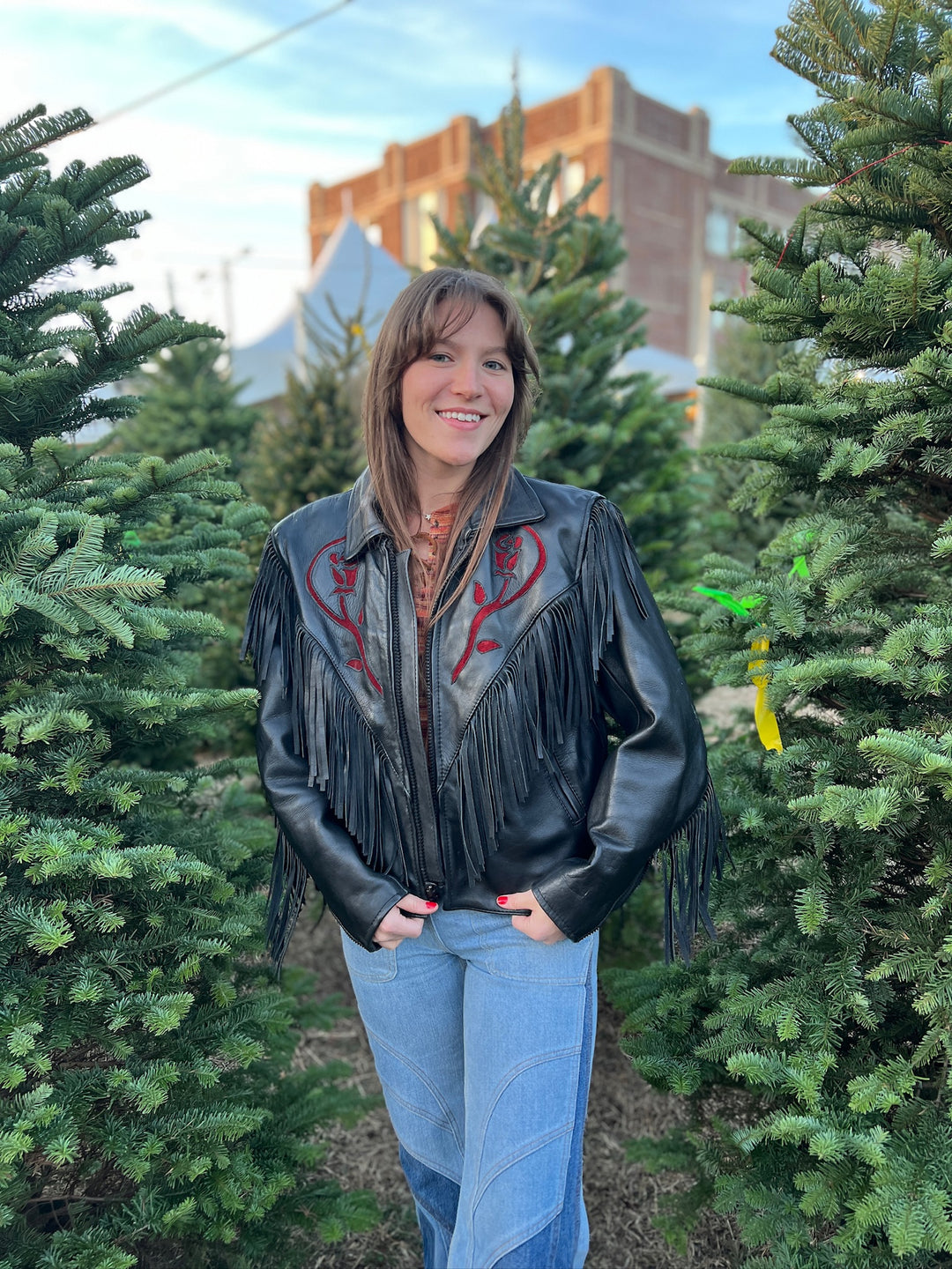 80s Black Leather Cropped Motorcycle Jacket With Fringe, Steer