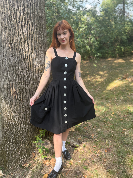 50s Black Piqué Sundress, Ramar of California