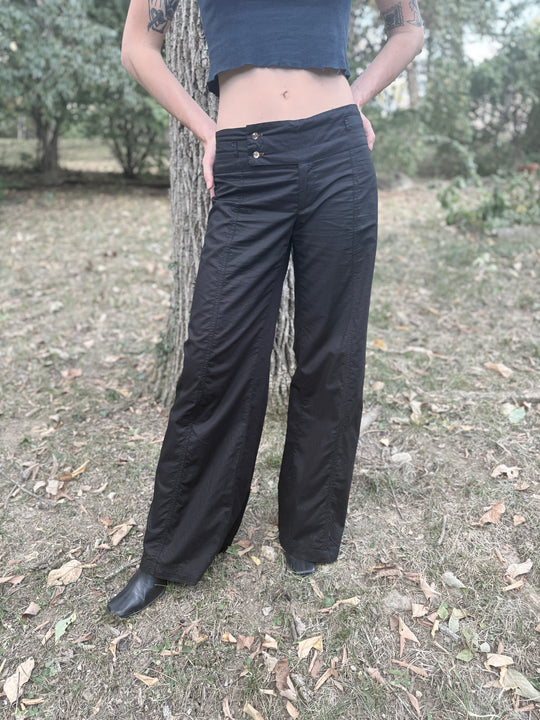 90s Black Lo Rise Pants, Burning Torch