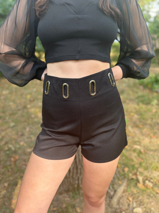 90s Black Shorts, Silver Grommets, Better Be