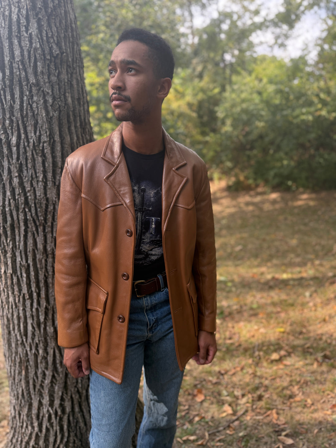 Men's Brown Western Deerskin Custom Leather Coat, Custom Coat Co, Inc.