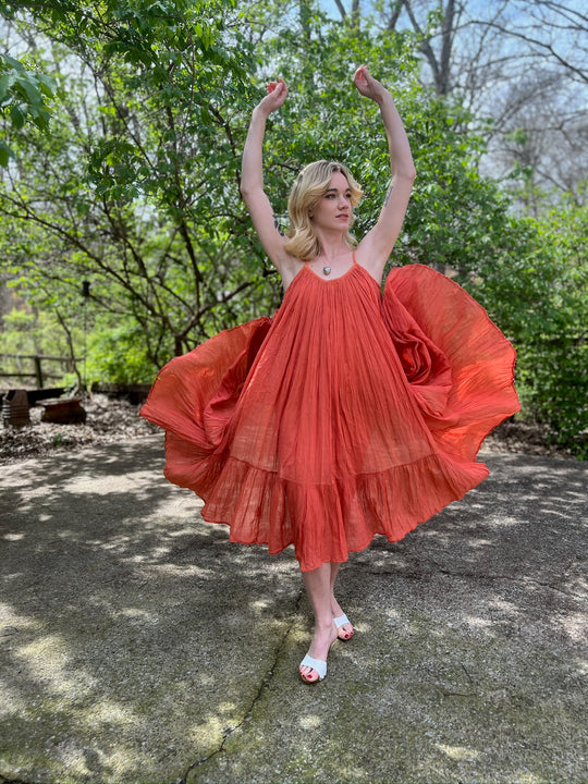 70s Orange Cotton Tent Sundress, Pariscope