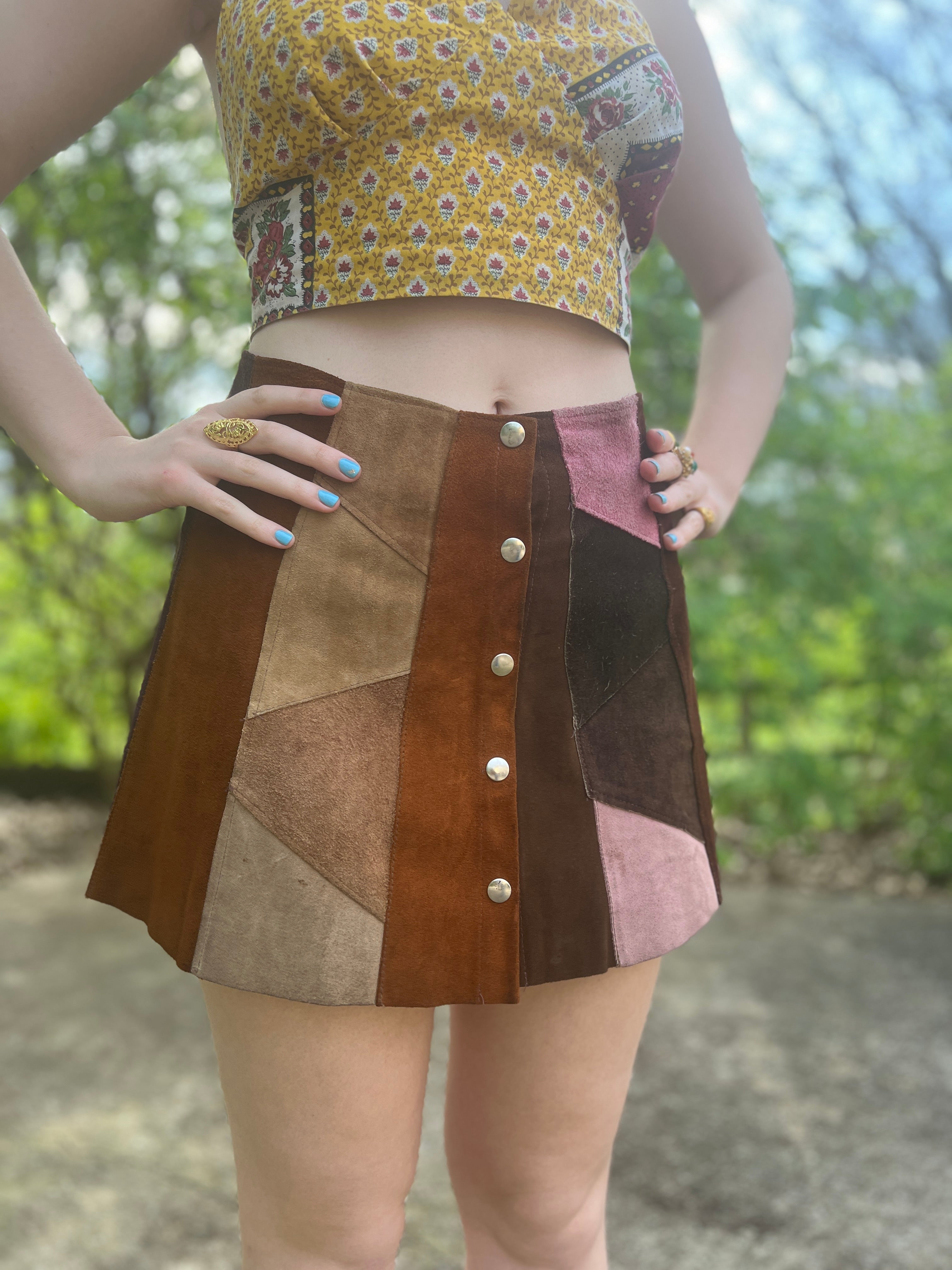 Brown suede skirt vintage best sale