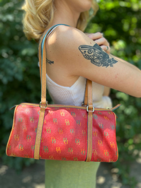 90s Red Dooney & Bourke Rainbow Handbag Purse