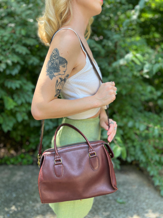 Vintage Dark Brown Leather Handbag Purse, Coach