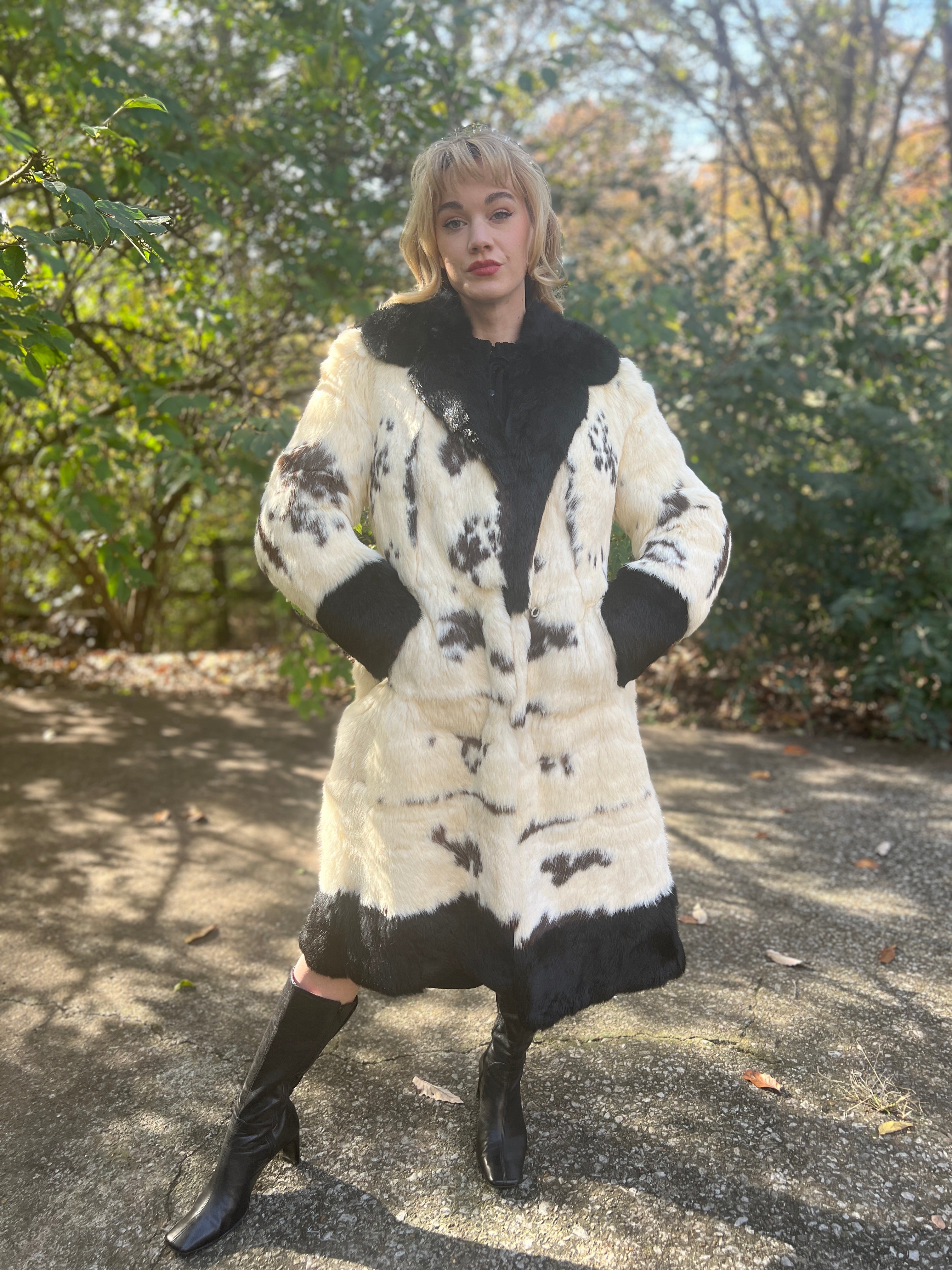 Vintage Black Rabbit Fur coat hot