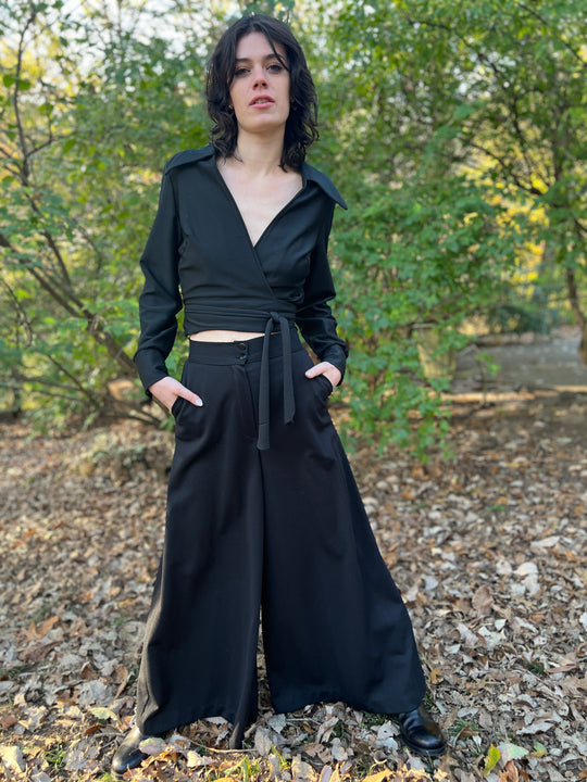 Vintage 70s Black Polyester Pantsuit