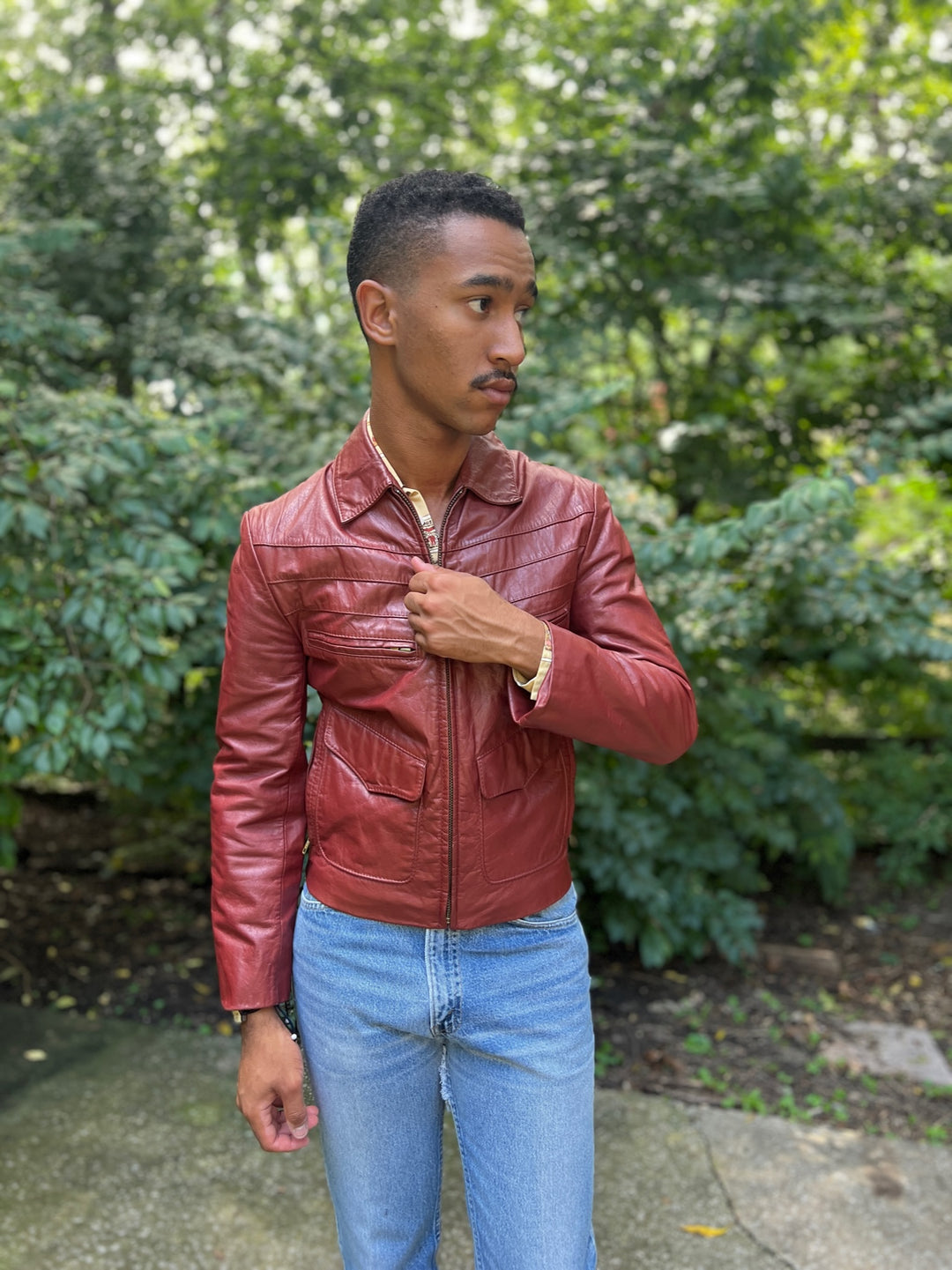 Vintage Oxblood Brown Leather Jacket, Chess King