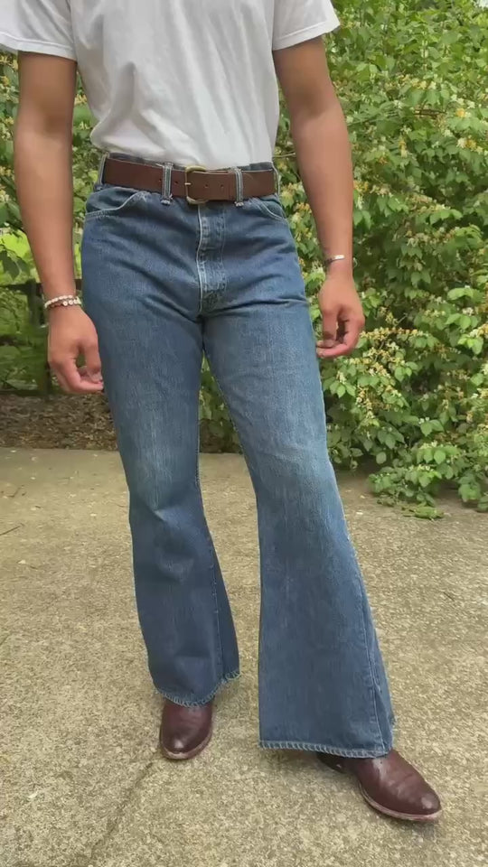 Vintage 70s Dark Wash Bell Bottom Jeans, Levis