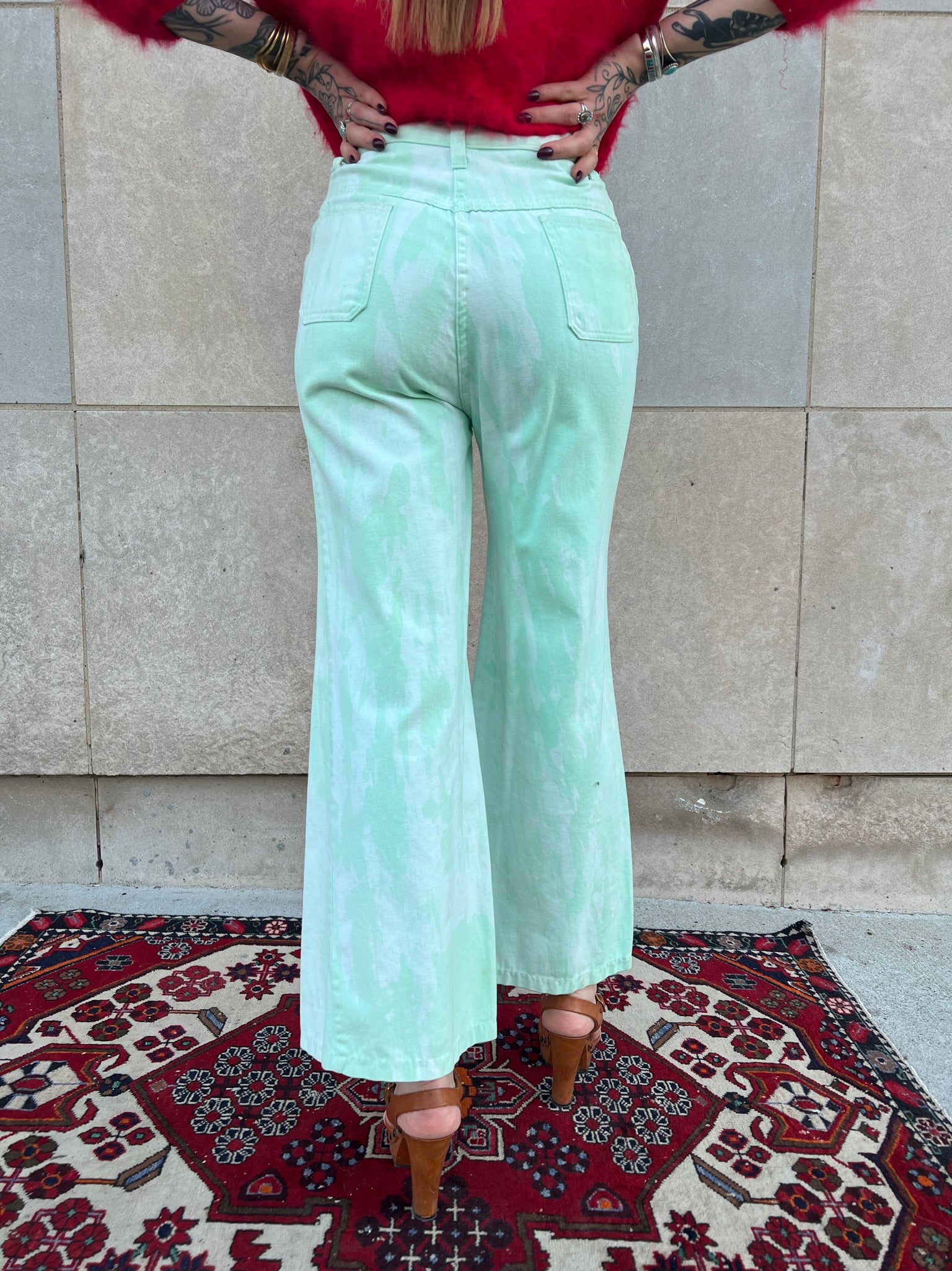 Lovskoo Men's Bell Bottom Flares Pants Slim 60S 70S Vintage Outfits Bootcut  Trousers Olive Green 