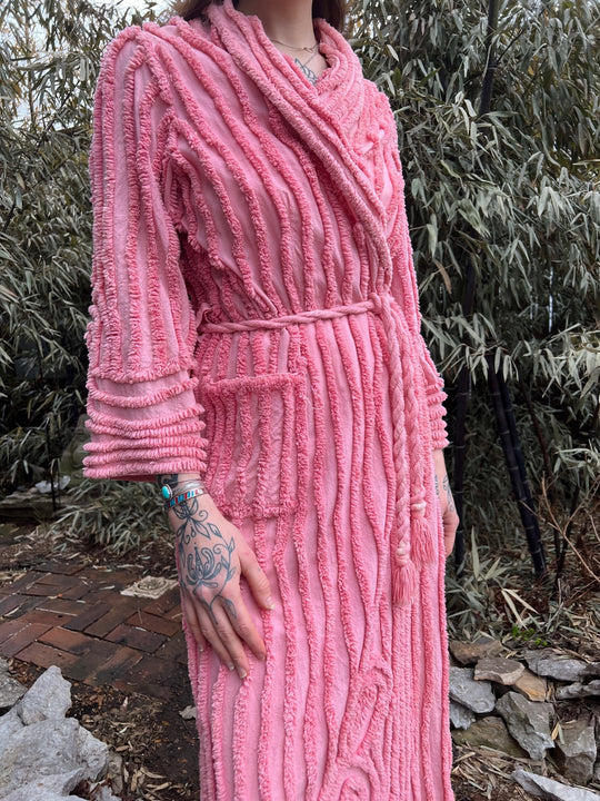 50s Pink Chenille Robe