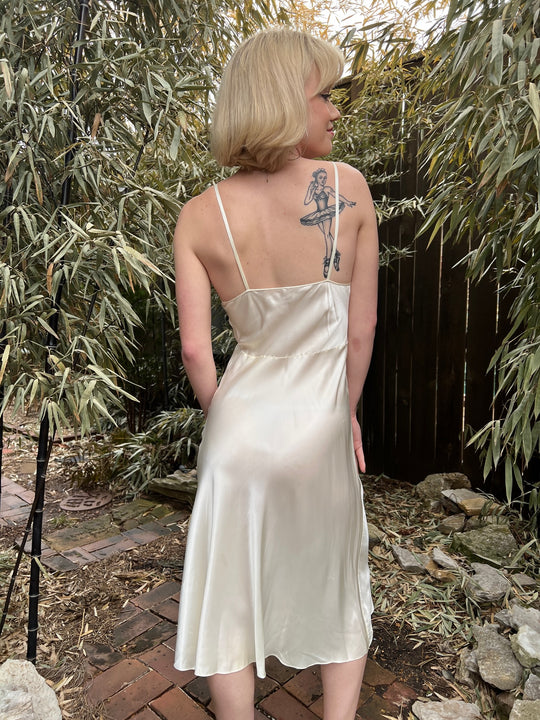 40s Ivory Satin Full Slip Dress