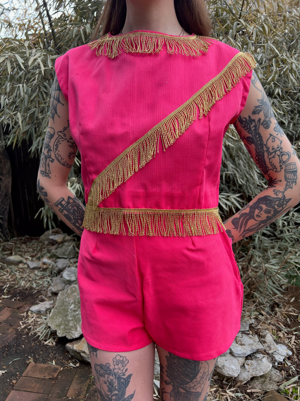 60s Pink Majorette Uniform with Gold Fringe