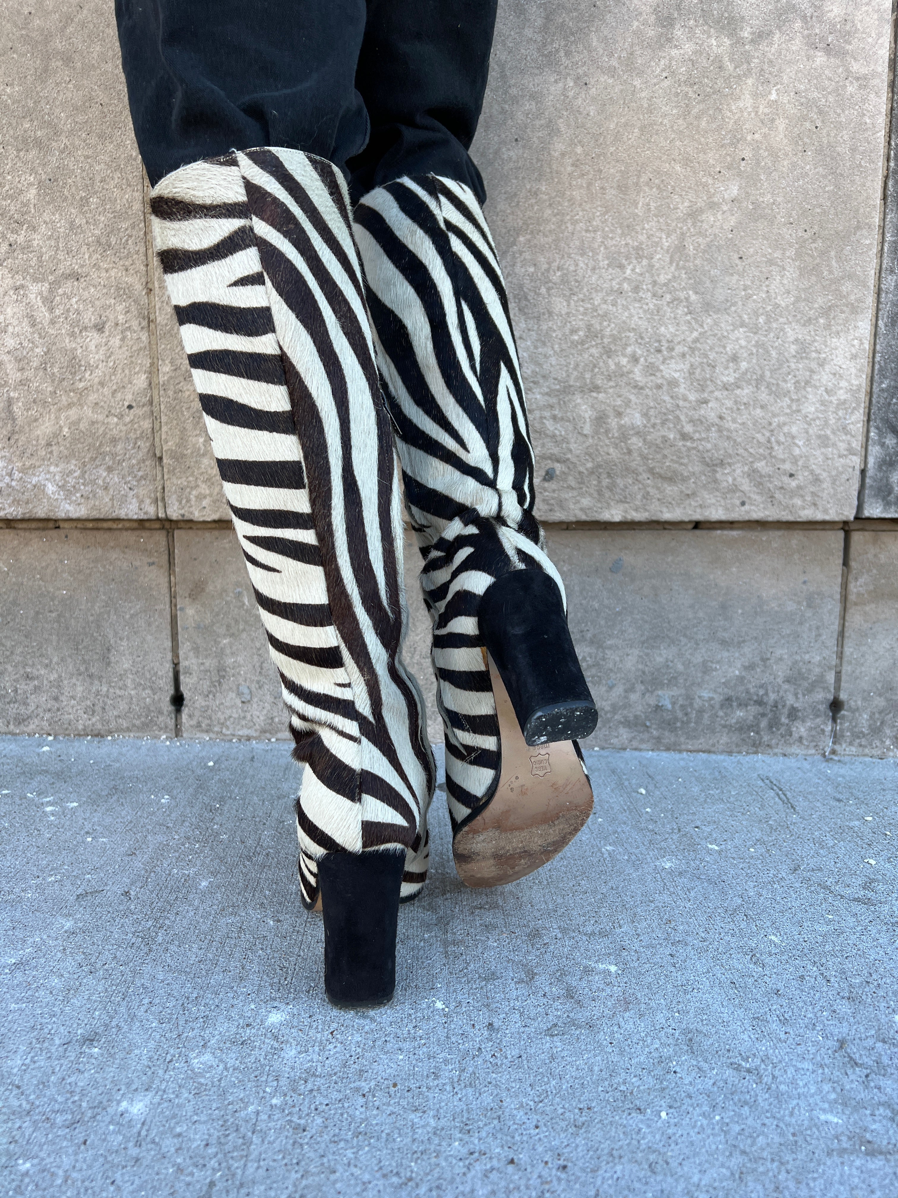 Zebra thigh high outlet boots