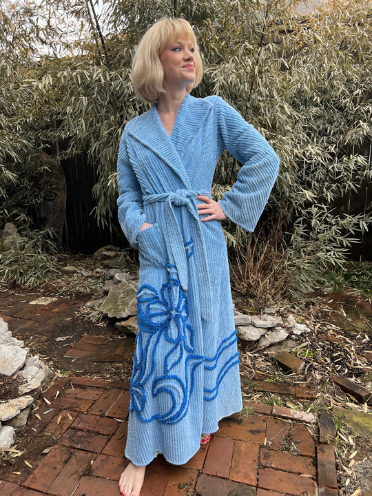 50s Blue Chenille Robe