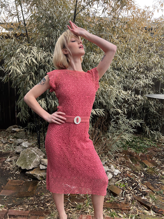 30s Pink Crocheted Dress