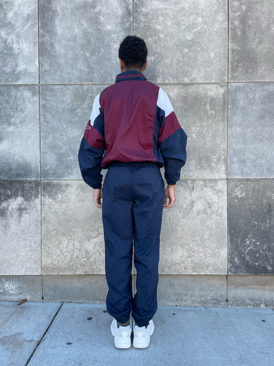 80s Vintage Burgundy Blue Nylon Tracksuit, Reebok