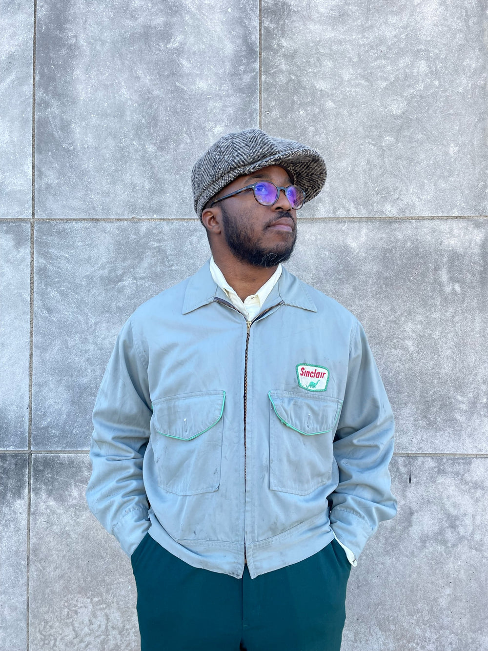 50s Green Cotton Vintage Sinclair Uniform Jacket, Unitog