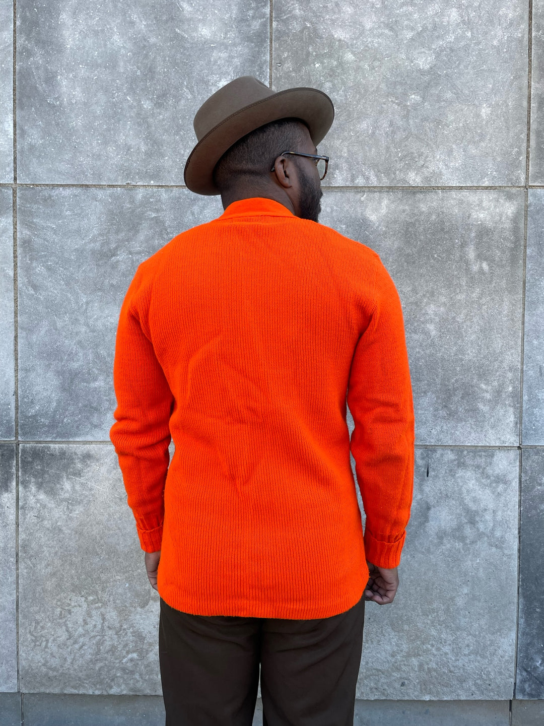 50s Vintage Orange Academic Letter Sweater