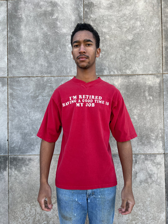 Vintage 90s Red Novelty T-shirt, "I'm Retired…"