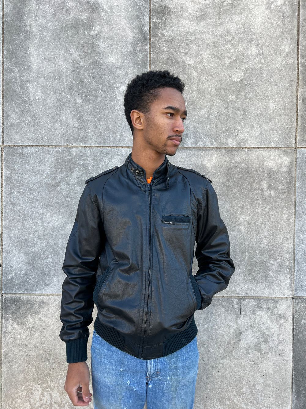 80s Black Leather Jacket, Members Only
