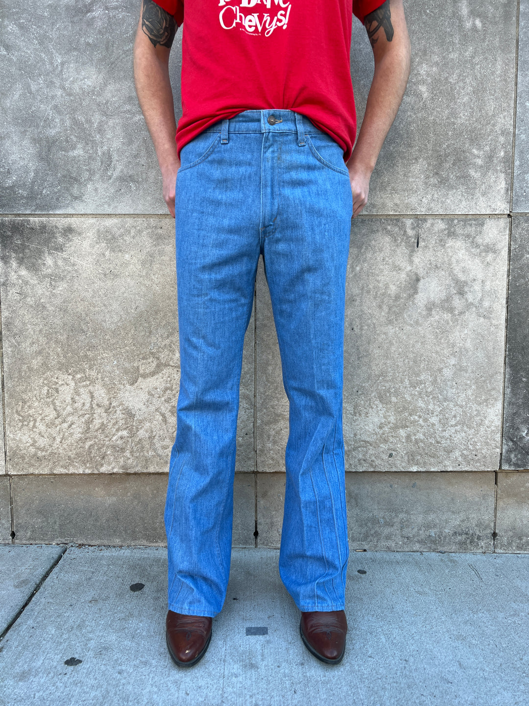 70s Vintage Denim Bell Bottom Jeans, Levi's San Francisco