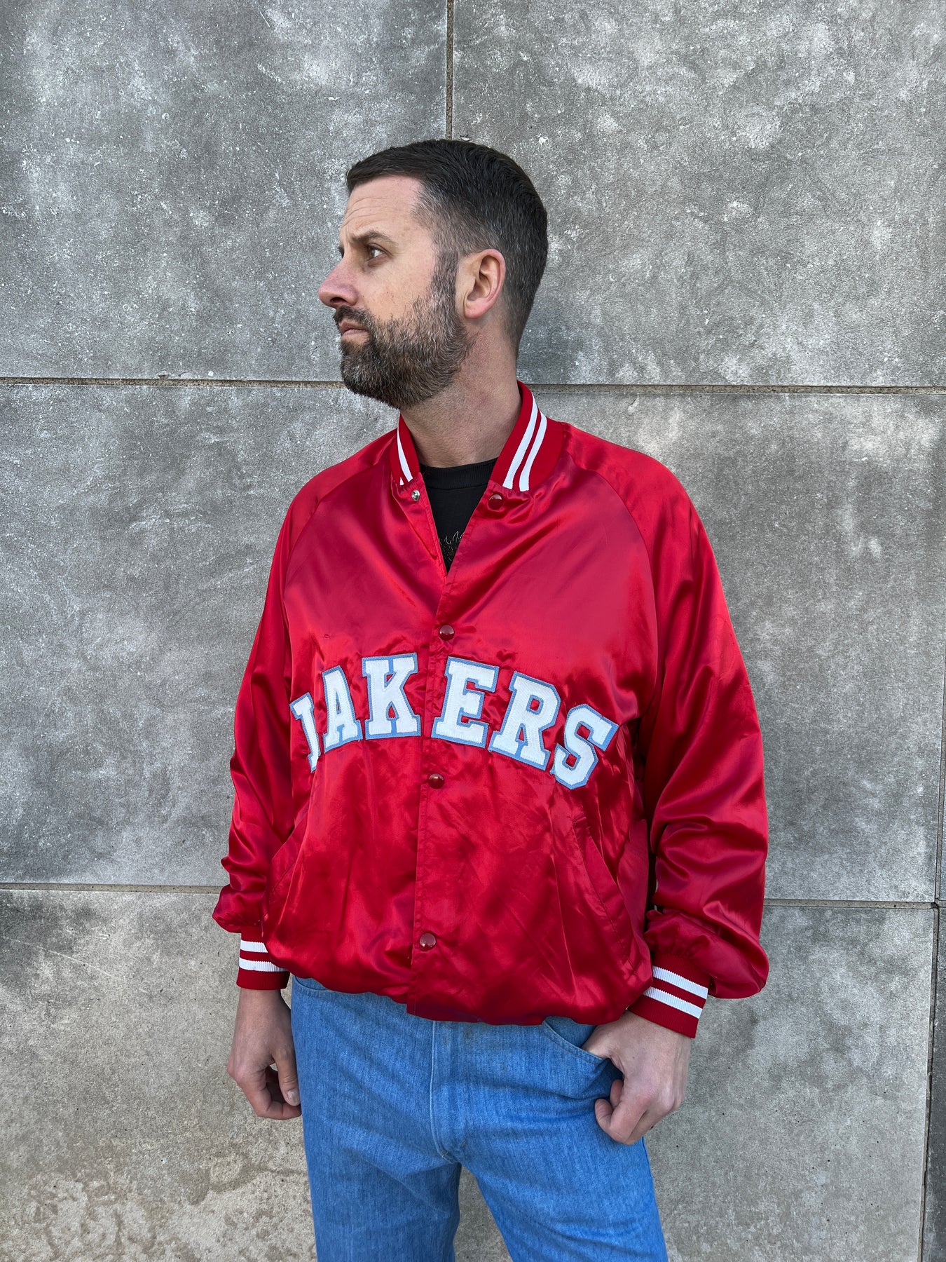 80s Vintage Red Lakers Baseball-Style Jacket – The Hip Zipper