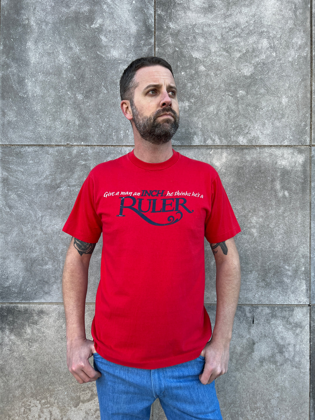 Vintage 70s Red Ruler Single Stitch T-shirt
