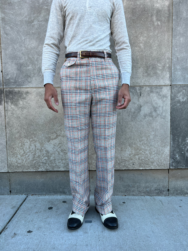 Mens 70s Vintage Plaid Bell Bottom Pants, Levi's Panatela