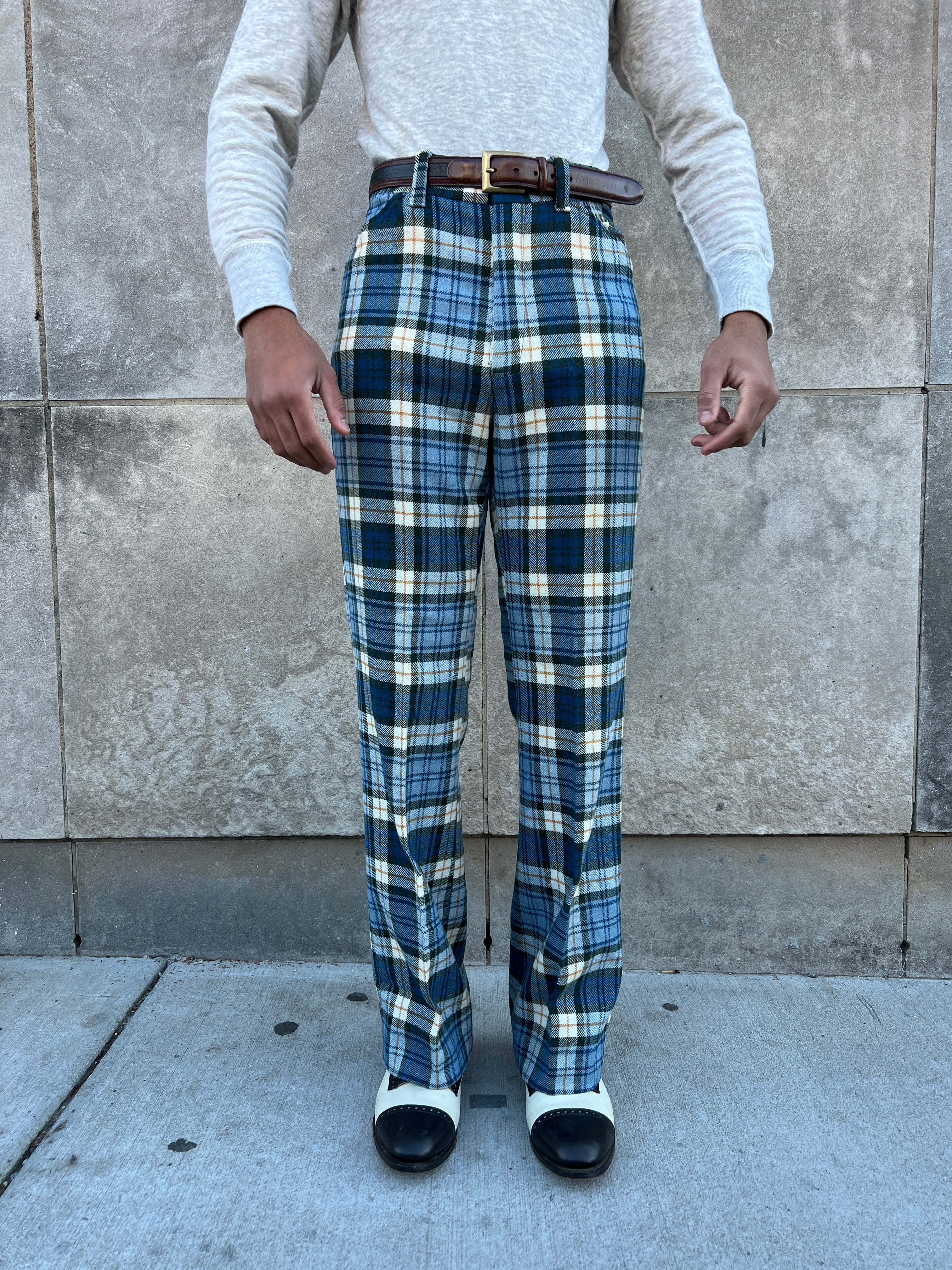 70s Plaid High Waisted Pants - Men's Small, Women's Medium, 29