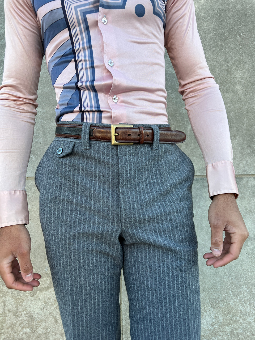 70s Vintage Gray Wool Pinstripe Pants, Wright