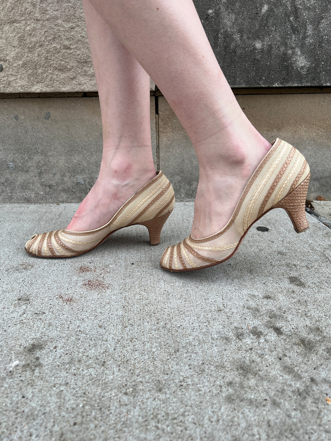 50s Brown Ivory Shoes, Air Step