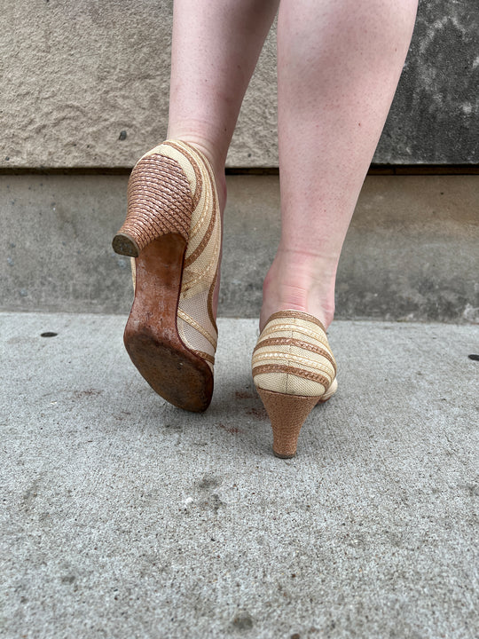 50s Brown Ivory Shoes, Air Step
