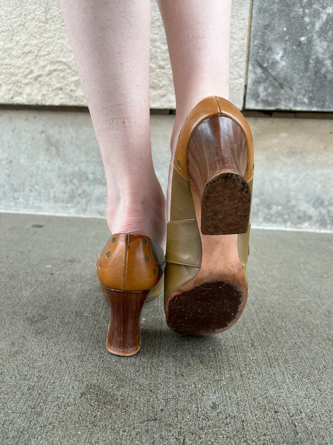 60s Brown/Tan Mary Jane Shoes, Fred Slatten for Carmo