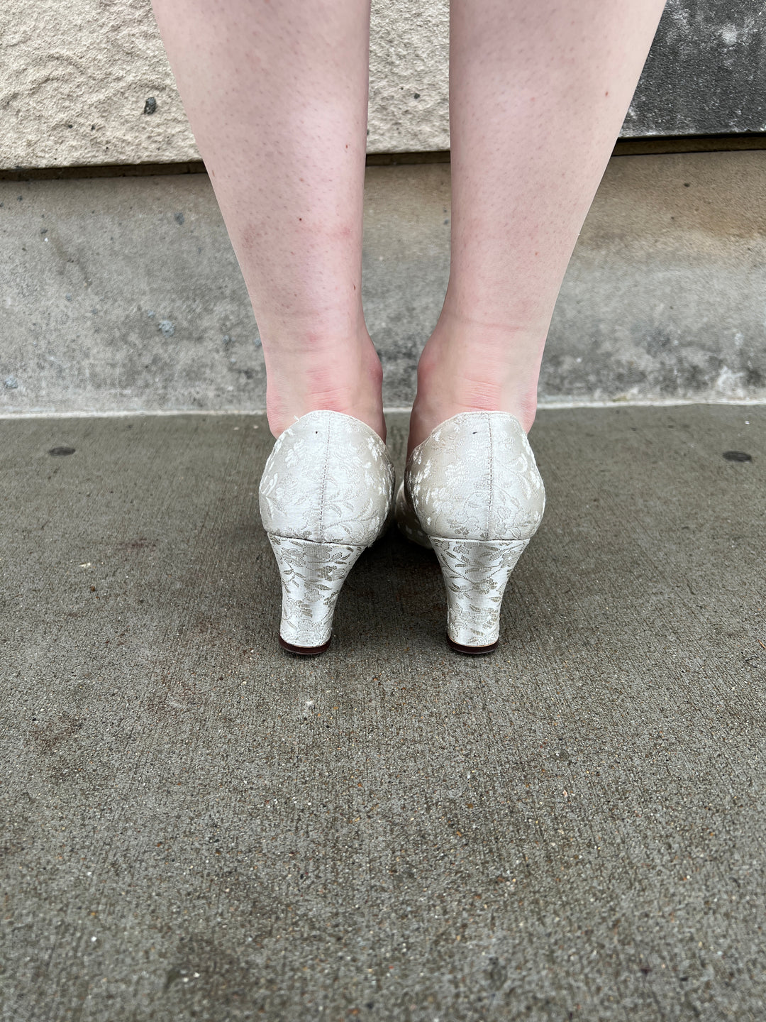 30s Silver Floral Brocade Shoes, Sorority Steppers