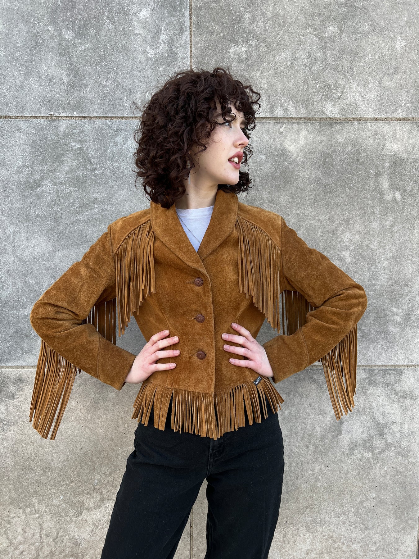 70s Brown Suede Western Jacket with Fringe, Schott