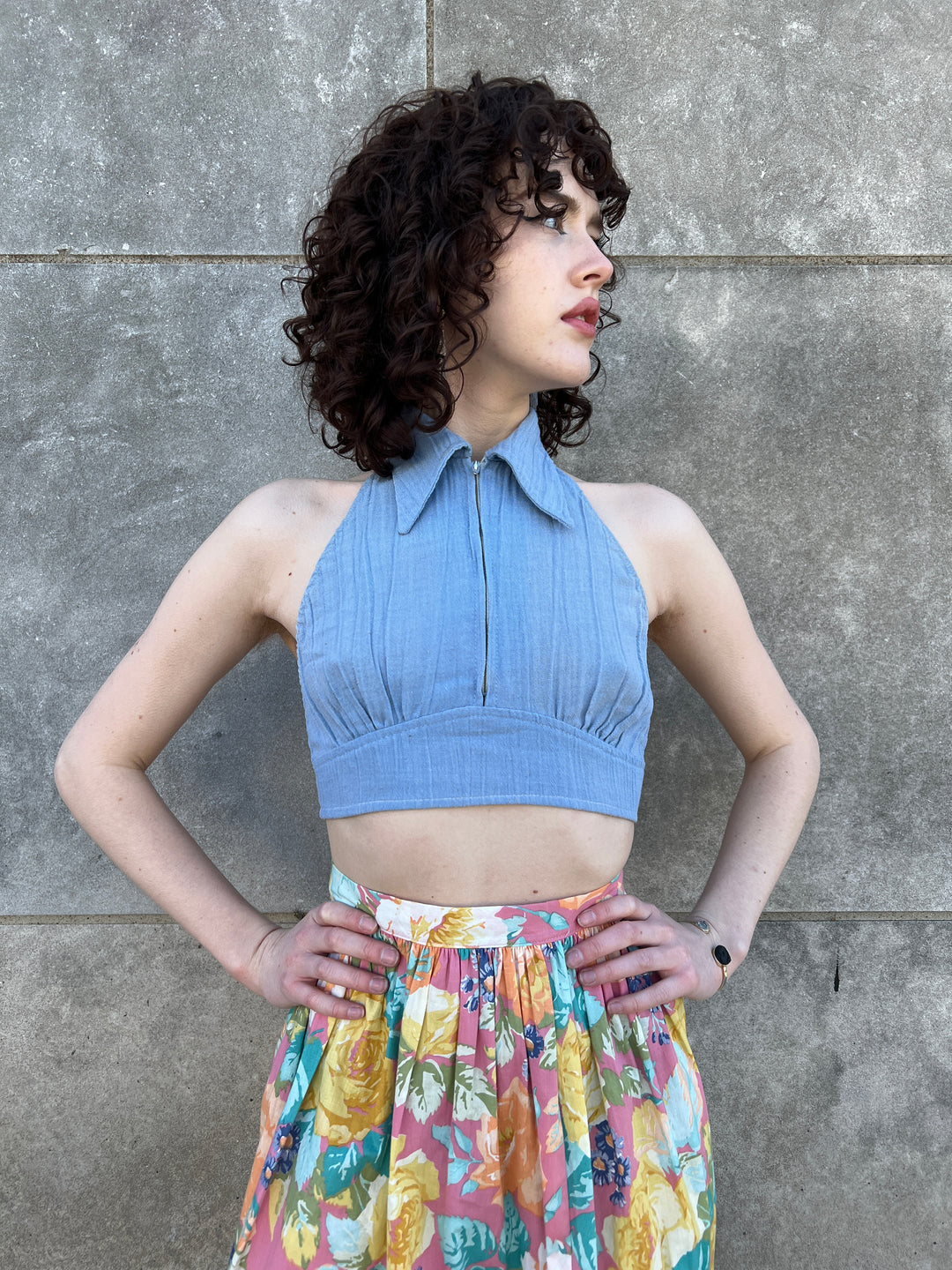 70s Blue Cotton Halter Top – The Hip Zipper Nashville