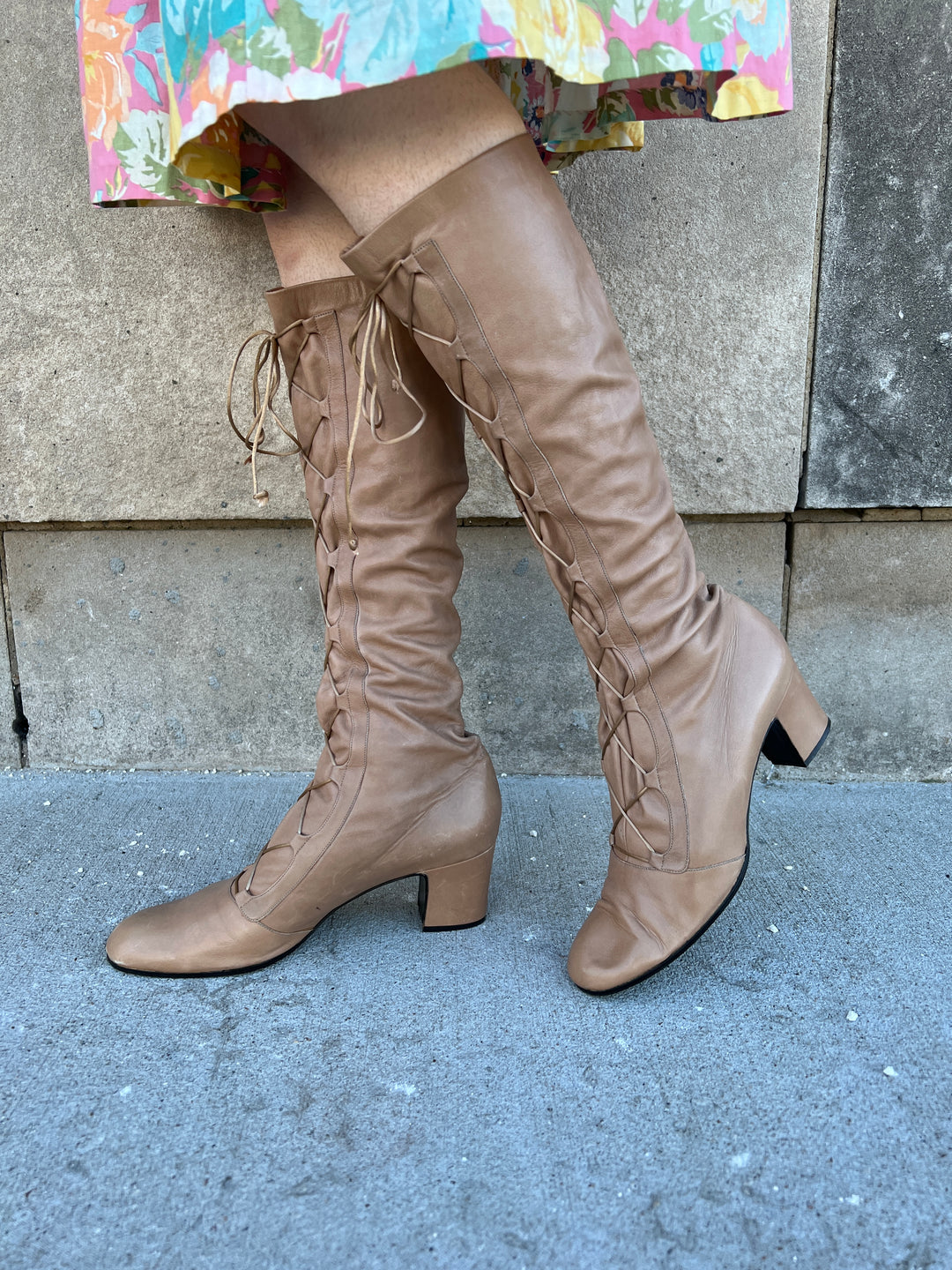 High knee boots tan Clearance