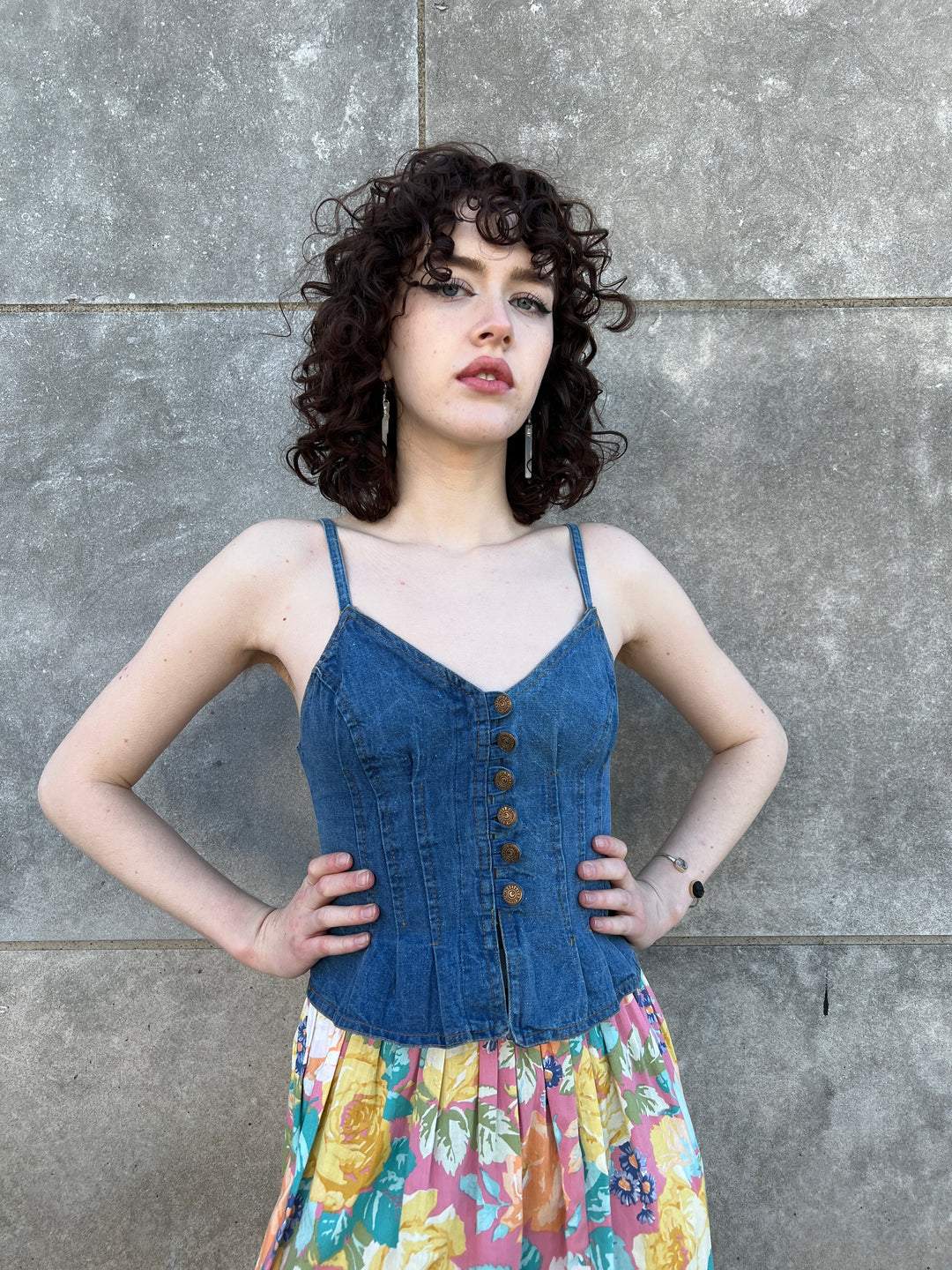 70s Denim Cropped Top, Tracy Petites